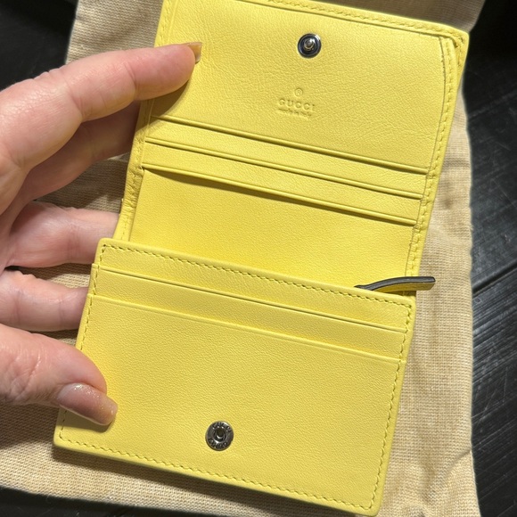 Gucci Python GG Marmont Compact Wallet- Yellow - Picture 2 of 5